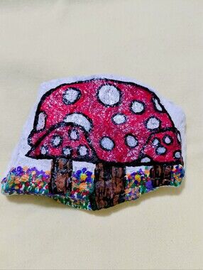 Hand Painted Mushroom 6x4" Paperweight,garden, Gift Ect